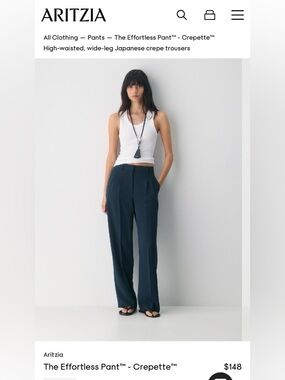 Aritzia High-Waisted Wide-Leg Trousers in Navy, 12 Tall